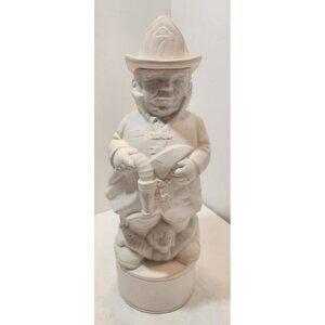 Vintage 1970's  Albertas Bisque Ceramic Fire Chief #7 Decanter Unpainted